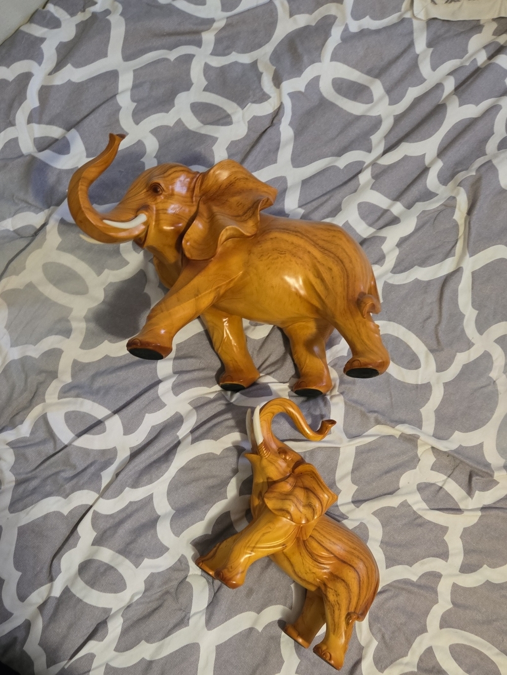 Hand-Carved Wood Elephant Wall Decor - Honey Brown